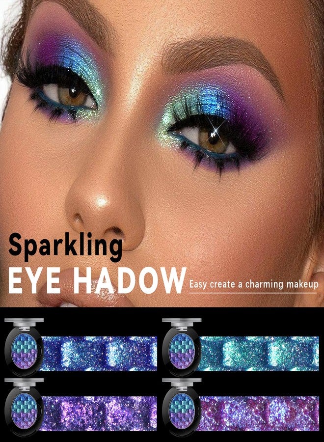 Noerrors Chameleon Eyeshadow,Multichrome Face Highlighter Palette, High Pigment, Holographic Eyeshadow palette Blue-Pink Color Shift Metallic Shimmer Eyeshadow Duochrome Face Makeup Highlighter - Image 2